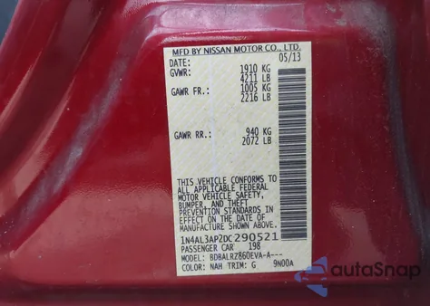 2013 Nissan Altima 2.5 S from USA, damaged, VIN 1N4AL3AP2DC290521